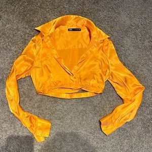 Zara Orange Satin Crop Top
